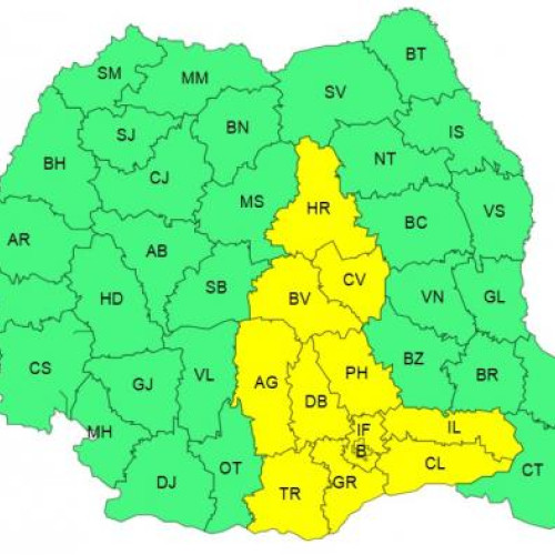 Cod galben de ger pentru 11 județe și București