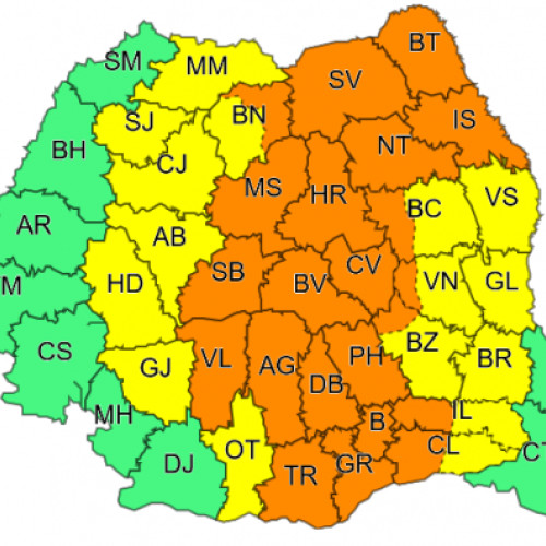 Avertizare meteorologică pentru județul Teleorman: Cod portocaliu de averse, vijelii și grindină